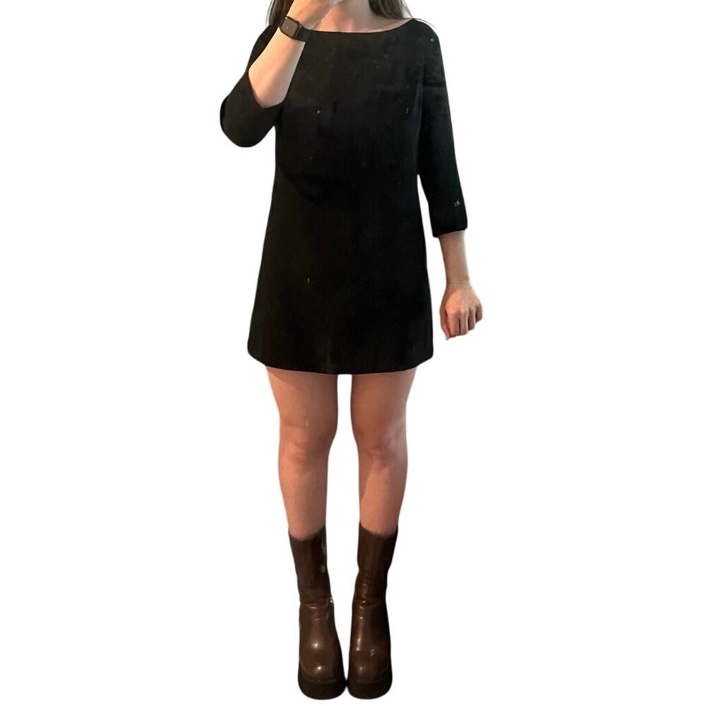 Leith Black Keyhole Back 3/4 Sleeve Black Dress (Medium)